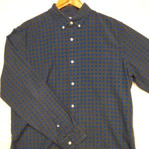 GAP men's blue olive plaid long sleeve button shirt L large